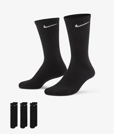 NIKE ナイキ エブリデイ クッションド クルーソックス 3足 ブラック SX7664 010