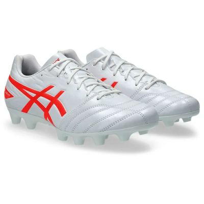 asics アシックス DS LIGHT CLUB WHITE/FLASH RED 1103A097 104 サッカースパイク ワイド 幅広 土 人工芝 レアルスポーツ