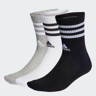 adidas アディダス SPWクッション 3ST 3Pクルーソックス ブラック/ホワイト/グレー ebb67-ic1323